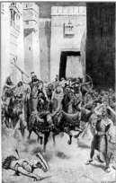 Violent Assyrian battle illustration.